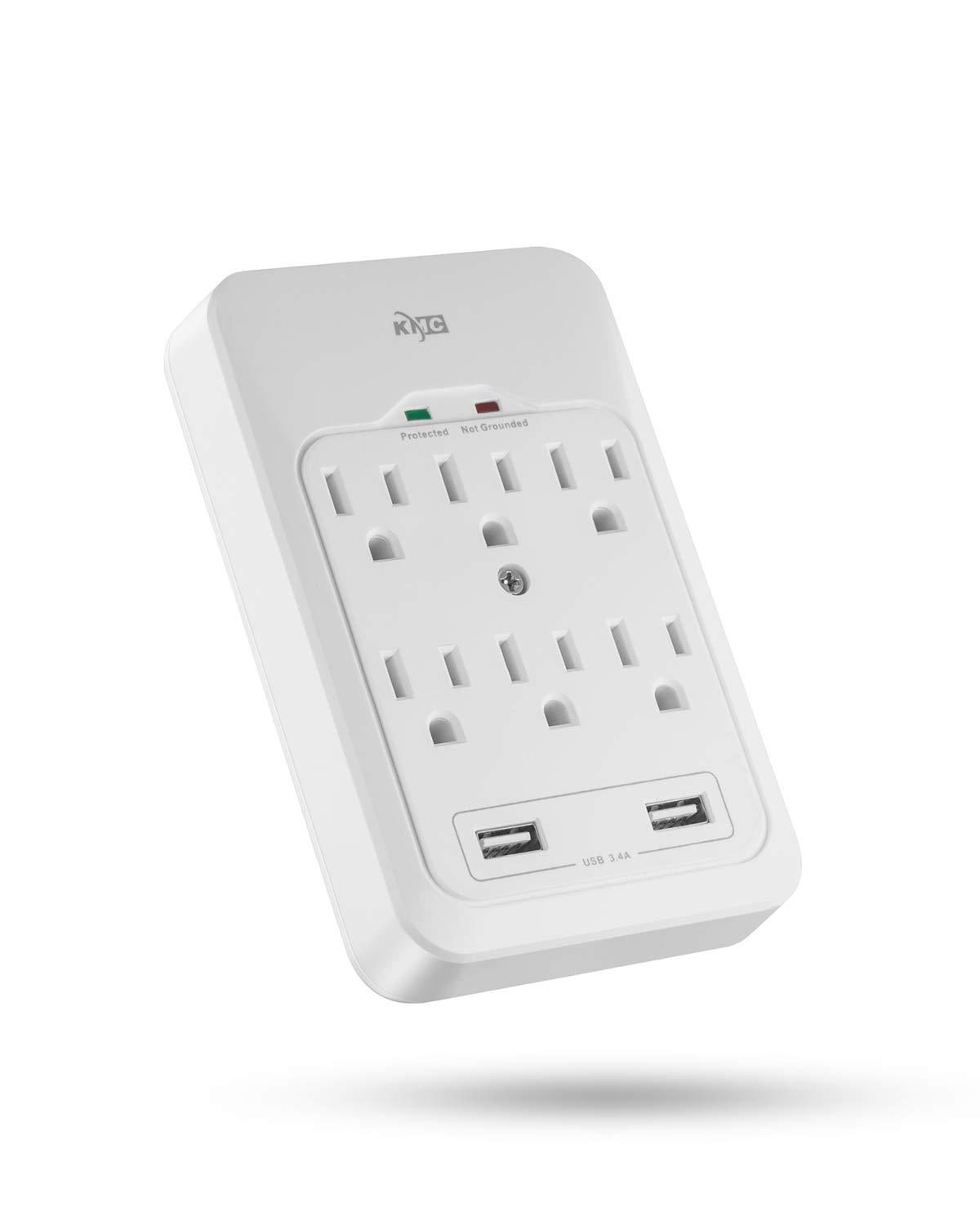 Photo 1 of KMC 6-Outlet Surge Tap, 2 USB Ports (3.4A), 980 Joules Surge Protector, White 1 pack