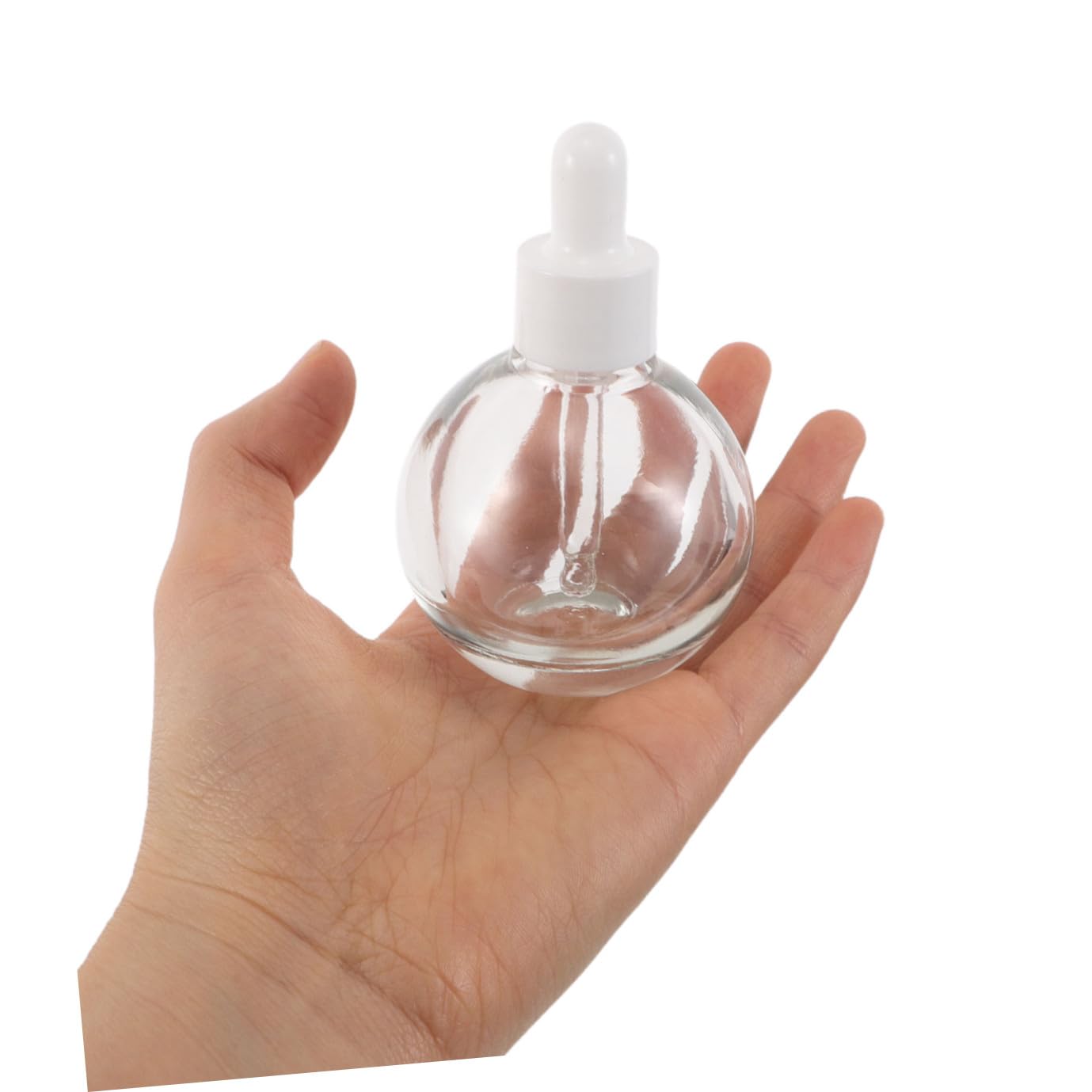 WOONEKY 12 Stück Wiederbefüllbare Tropfflaschen aus Glas 30ml Kugelförmige Flaschen mit Ergonomischem Design für Ätherische Öle und Gesichtsserum für Reisen und Kleine Unternehmen