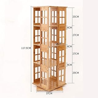 YYAI-HHJU Scaffale in Legno Scaffale per Libri in bambù Naturale Libreria Girevole, Scaffale per Armadietto Girevole A 360 Gradi Separatore per Torre Multimediale A 6 Livelli