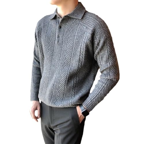 Men's Half Button Pullover Sweater Solid Color Lapel Knitted Sweater Casual Business Work Top