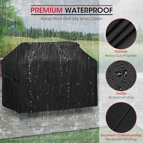 Image of Unicook 65 Inch Grill Cover for Weber Genesis II 400 Series, 4 Burner BBQ Cover for Outdoor Grill, Heavy Duty Waterproof Fade Resistant, Compared to Weber 7131