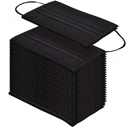 FECEDY pcs Disposable Face Masks Cover Breathable Dust Mask with Stretchable Elastic Ear Loops, Black, 50 Count (Pack of 1)