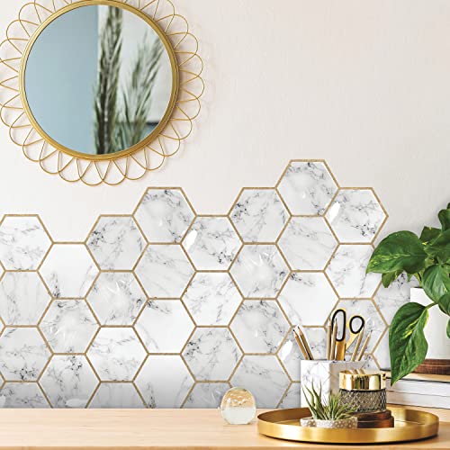 Stickers de azulejo de mármol y oro para paredes con estilo 2