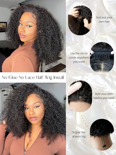 NOSTALGIA 16 Inch Kinky Curly Half Wig, 3-in-1, Black & Honey Blonde - image 6