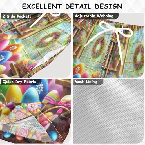 Easter Candy Shop Boys Swim Trunks Quick Dry Toddler Swimsuit Boy Board Shorts Swimwear Bathing Suits XL Multi3