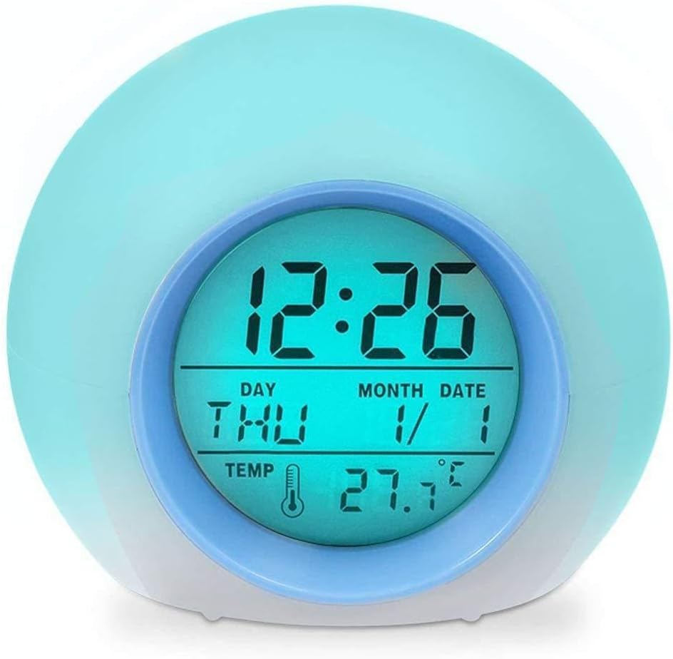 GB UNICORN Alarm Clock LED Wake-up Light with Temperature Alarm Clock for Adult Children, Digital Temerature Display with Melodie Natural Music, 7 Color Night Light for Kids, Adults & Teens (Colorful)