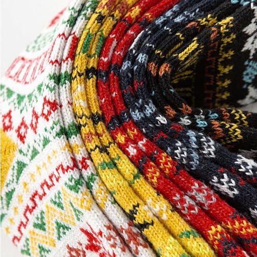 5 Pairs Vintage Winter Women Socks Warm Thick Knitted Soft Wool Socks Christmas Gifts Cozy Crew Socks2