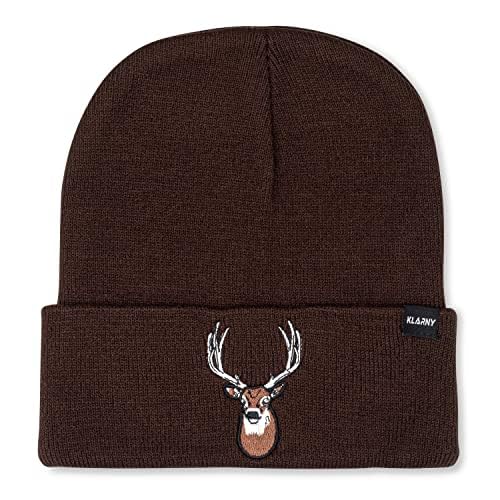 Klarny Brown Hunting Hat - High Visibility Beanie, Comfortable, Stretchy Knit Hunter Hat - Deer & Bow Hunting Gear, Safety Accessories for Men, Women & Kids - One Size