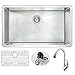 32" Stainless Steel Undermount Kitchen Sink with Single-Handle Pull-Down Sprayer Faucet - Brushed Satin - Vanguard Series KAZ3219-031 - ANZZI