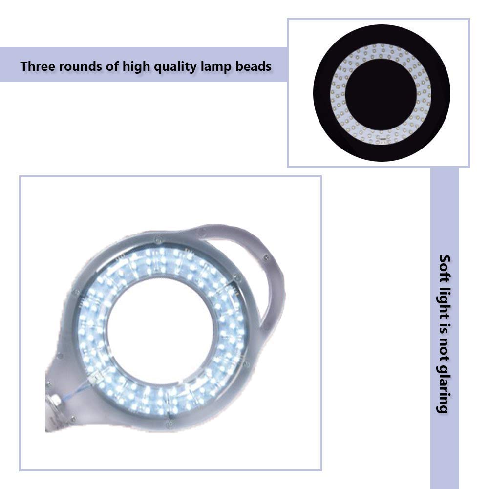 Lupa, lampa LED do tatuażu, lampa kosmetyczna, zimne światło, 18-krotna lupa, lampa podłogowa do tatuażu, brwi, lampa bezcieniowa, możliwość podnoszenia i opuszczania, lupa podł(B