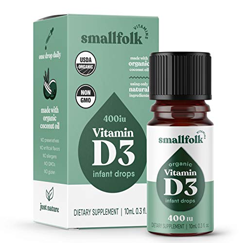 Organic Vitamin D3 Drops for Infants, Immune System Health Support, 400 IU, USDA