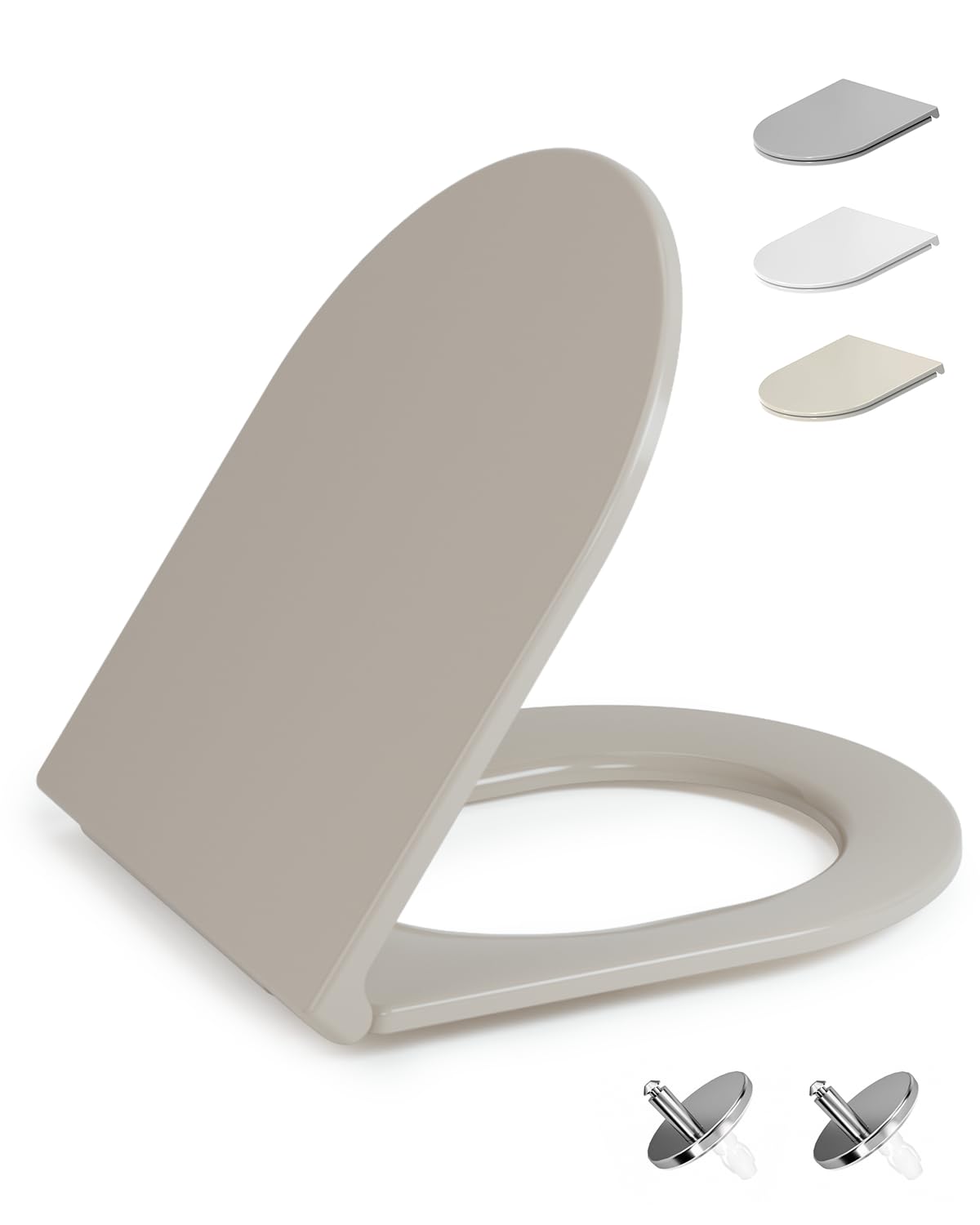 HySail Abattant WC avec Frein de Chute – Durable, Écologique, Résistant à la Décoloration, Abattant WC Clipsable pour Nettoyage Facile, Taille 46,3 x 36,0 cm, Forme D Universelle