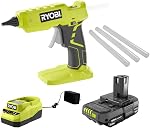 Ryobi 18-Volt ONE+ Cordless Full Size Glue Gun with Charger and 18-Volt ONE+ Lithium-Ion Battery (Bundle), Blue,green