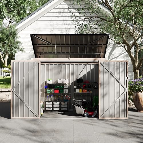 3x6x4 FT 2 Trash Cans Metal Outdoor Storage, Garbage Bin Storage Shed with Chain Lid, Metal Outdoor Storages for Garden, Backyard, Lawn and Patio