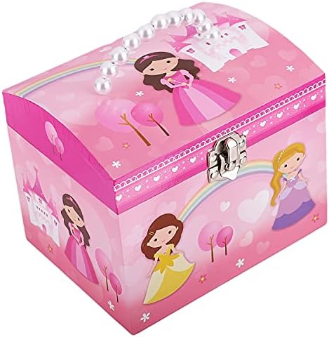 TAOPU Musical Jewelry Box with pearl handle and Spinning Princess Girl Music Box Jewel Storage Case for girls