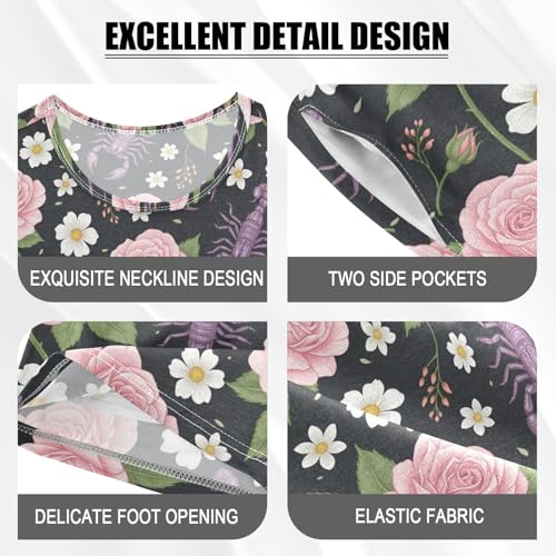 Pajama Short Sets Floral Scorpion Pattern Soft Cotton Summer Sleepwear 2 Piece PJS Size 5-14T3