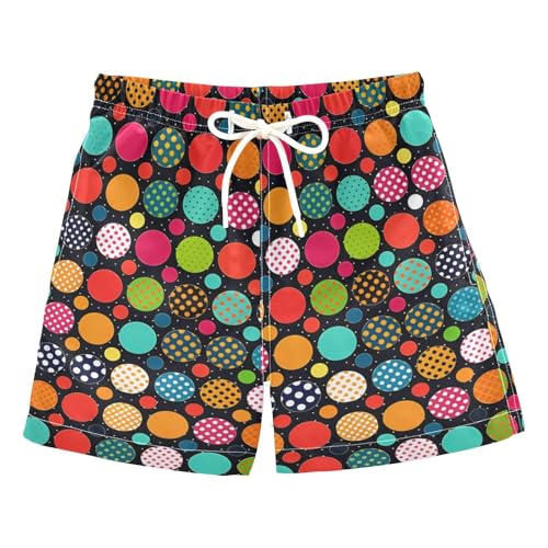 OREZI Boys Swim Trunk Shorts Colorful Polka Dots Bathing Suit for Kids Teens