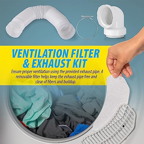 Deco Home 1400W Front Load Laundry Tumble Dryer Machine with Stainless Steel Tub, 4 Drying Programs, Automatic Humidity Sensor, LCD Touch Panel, Exhaust Pipe