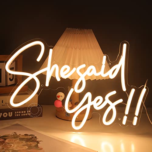 SYLHOME She Said Yes !! Led Neon Light Up Sign Propose Engagement Marry Me Wedding Party Wall Decor Sign Bachelorette Bridal Shower Party Warm White Bedroom Sign 15.8