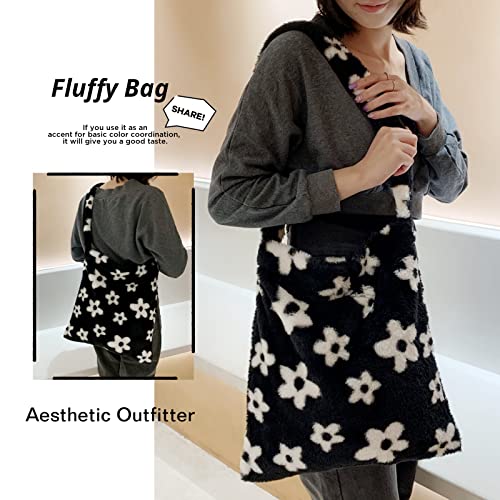 KALIDI - Borsa a tracolla in peluche con chiusura