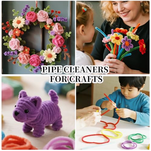 Image of VZF Deep Purple Pipe Cleaners Crafts-200PCS Chenille Stems DIY Crafts for Invitations & Decorations; Suitable for Wedding & Party Occasions,Halloween Decor,Christmas Gift for Kids,Crochet Flowers