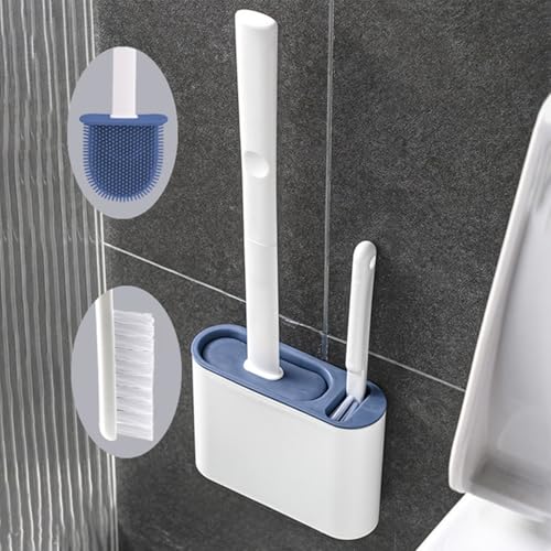 Silicone Toilet Brush, Two Quick Draining Integrated Wall-Mounted Installation Flexible Toilet Bowl Brush,Easy to Clean Waterproof Multi-Scenario Universal Cleaning Brushes for Bathroom - image 6