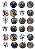 24 x Pre Cut Darth Vader Edible Wafer Cupcake Topper Fairy Cake Decoration - Image 1