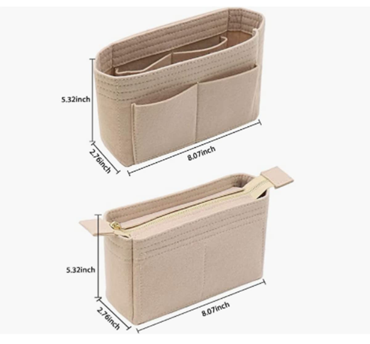 Purse Organizer Insert - For neonoe bag organizer - Advanced felt Wallet Organizer 2 Pack Setr Khaki-1009