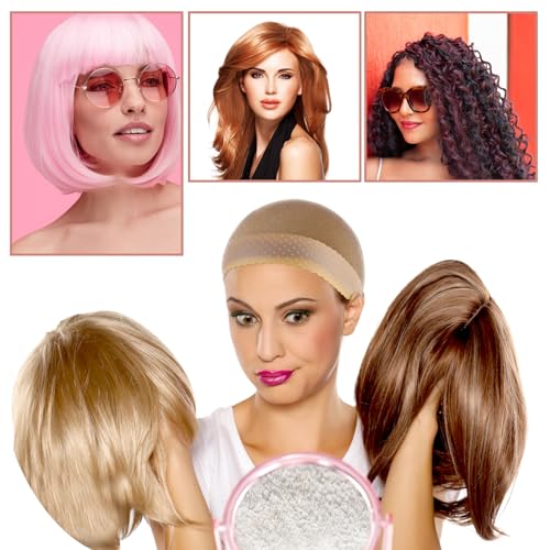 6 peças de touca de peruca com faixa de aderência, touca de aderência para peruca de silicone elásti