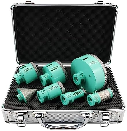 Diamond Core Drill Bits Kit - 7pcs (20/35/50/68/100mm+25 Drilling Milling bit+50mm Chamfer Milling Bits) LEKOMESH Tile Hole Saw Kit for Porcelain Tile Ceramic Granite Marble Masonry Stone