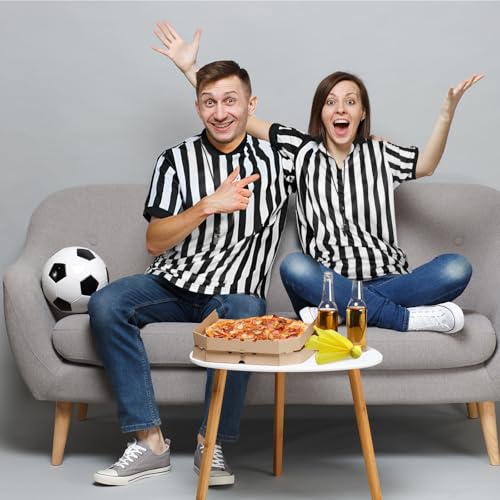 Syhood Referee Shirt Costume Men Women, Penalty Flag Whistle Black White Striped Football Soccer Ref Shirt Halloween - Image 4