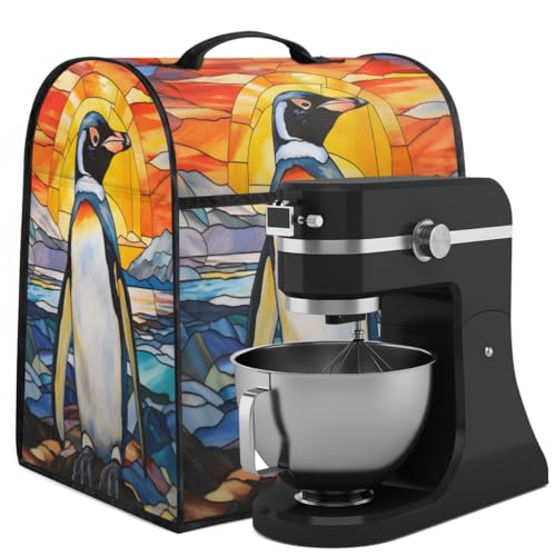 Coffee Maker Cover Glass Painting Penguin Kitchen Appliance Covers Small Appliance Covers Blender Cover Juicer Cover Dust Covers for Kitchen Appliances with Top Handle and Pockets,Washable,B502