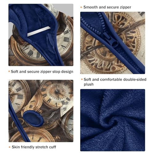 Vintage Clocks Girls Fleece Jacket Girls Fall Jacket Girls Zip Up Hoodie Girls Sherpa Jacket 2-10T3