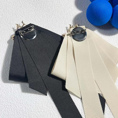 Image of Vintage alloy black bow Bee Brooch preppy ribbon bow tie for men and women