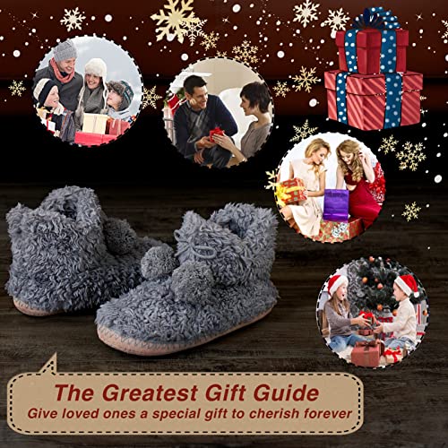 Image of cosyone1997 Cable Knit Slipper Socks for Women Non Slip Soft Sole | Fuzzy sherpa lining, gripper dots, flexible bootie coverage and machine washable care for warm, comfortable indoor wear