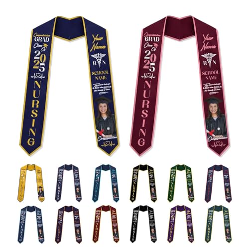 MonkeyVan Personalized Graduation Stole for Nursing Student, Nursing Stole Graduation 2025, RN Nursing Sash Grad Gifts S302
