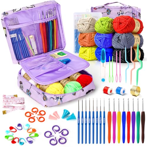 Reviews de Kits para tejer con aguja de lengüeta Top 10. 42 Tejido Crochet Kit, 63PCS Kit de Ganchillo para Principiantes,Viene con Ganchillo, Hilo,Accesorios para Tejer y Bolsa de Almacenamiento,Adecuado para Niños,Adultos y Mayor