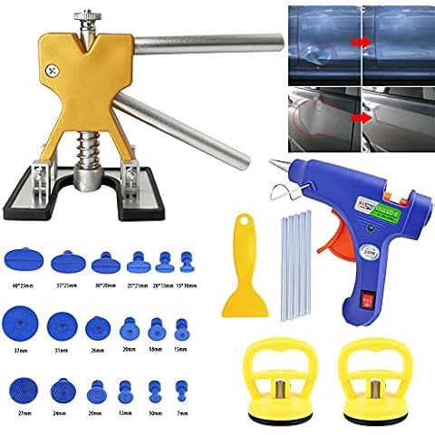 S-SNAIL-OO Car Dent Puller Repair & Remover Tool Set, Paintless Golden Dent Lifter Puller ，for Auto Body Hail Damage and Door Dings Repair ，with 2 pcs Dent Puller Suction Cups (B) Cover