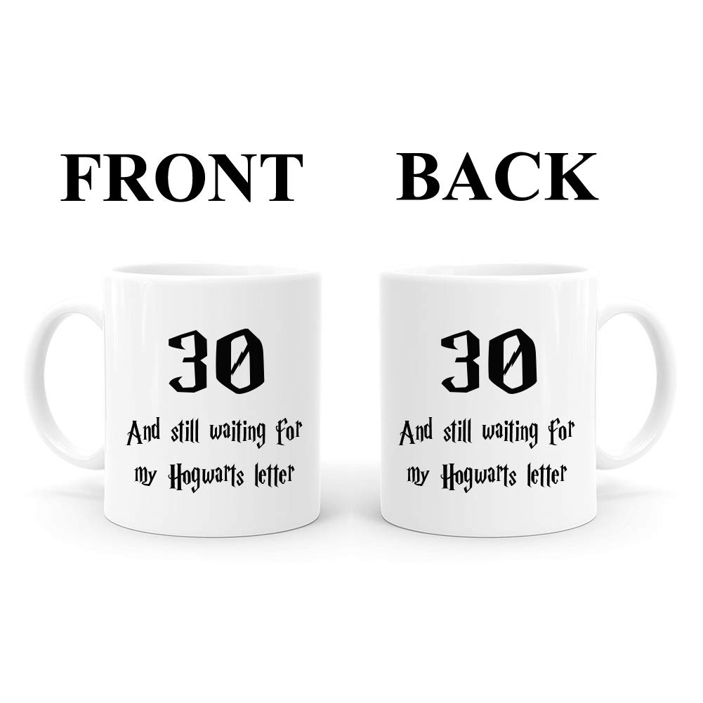 '30 and Still Waiting for My Hogwart' kubek z literami, prezenty na 30. urodziny dla mężczyzn, zabawny 1992 30-letnie prezenty urodzinowe 325 ml kubki do kawy dla niego, przyjaciela, taty, brata, męża