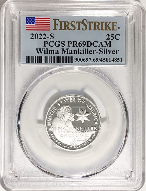 2022 S Silver Proof American Women Quarter Wilma Mankiller Quarter PR 69 DCAM First Strike Label PCGS Thumbnail