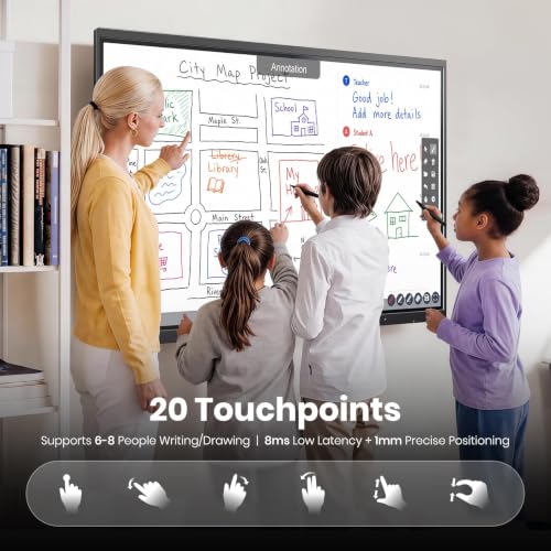 Image of 54'' 4K UHD Smart Board, Interactive Digital Whiteboard, 20-Point Touchscreen, All-in-One Electronic Whiteboard for Office Classroom Home Business