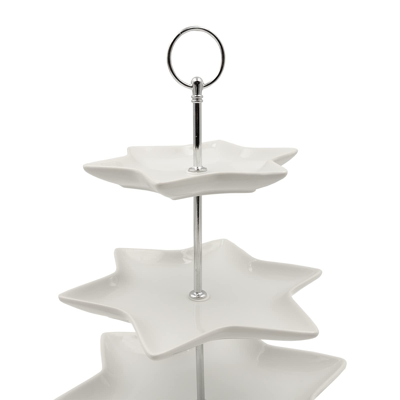 Etagère Vintage Porselein 3 Etages, Rode Serveerstandaard Cupcake Standaard Desserthouder En Metaal Voor Verjaardag Bruiloft