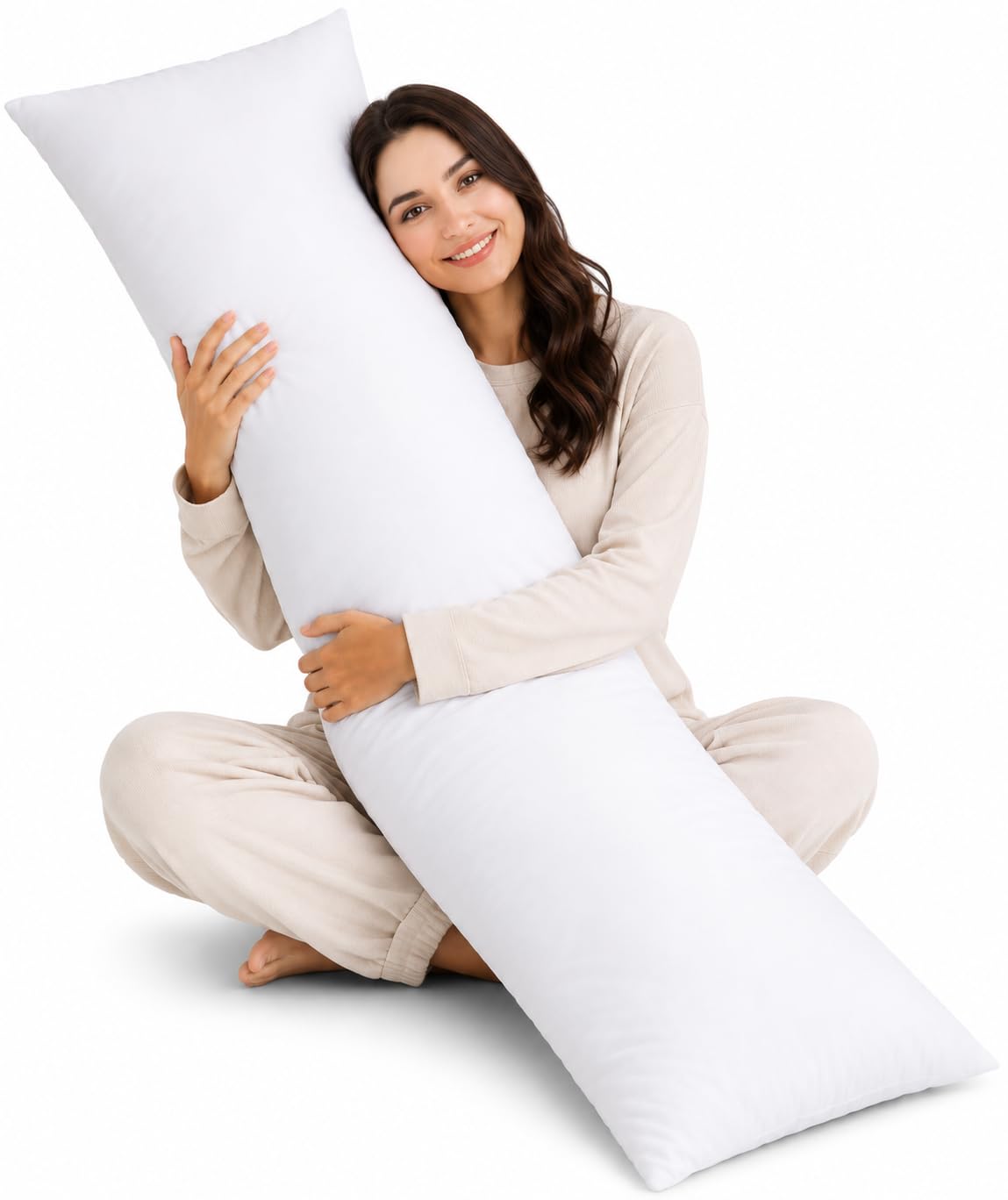 ARLINENS Virgin Extra filled Hollow fibre Bolster Pillows for Maternity Nursing Back and Neck Support (Small Double)