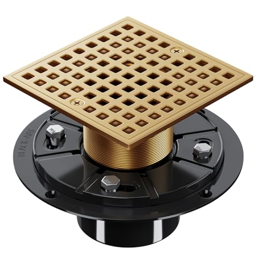 Image of Shower Drain 4-1 /4 Inch, Square Shower Floor Drain Kit with ABS Flange