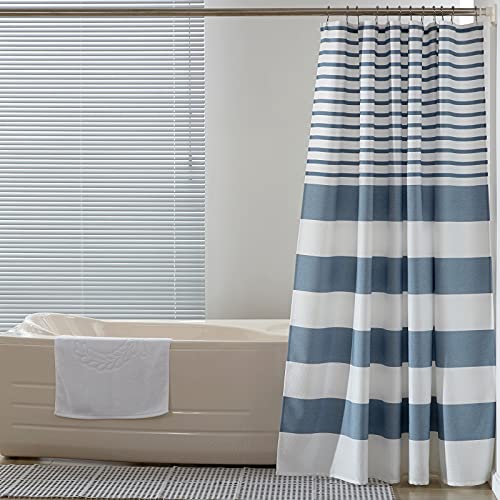 Semech Shower Curtains Blue And White, Fabric Shower Curtain Blue Striped Shower Curtains For Bathroom With Button Holes 72X72 Inches #TOP5
