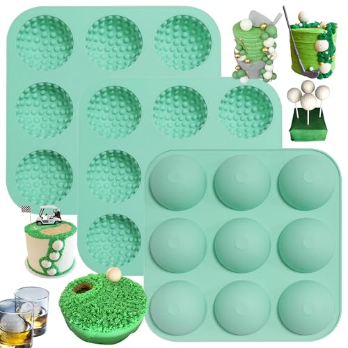 Zorazio Golf Ball Chocolate Mold, Silicone Golf Ball Mold For Cake Pops, 9-Cavity 3D Golf Ball For Chocolate, Ice Cube (Golf Mold 3Pack)