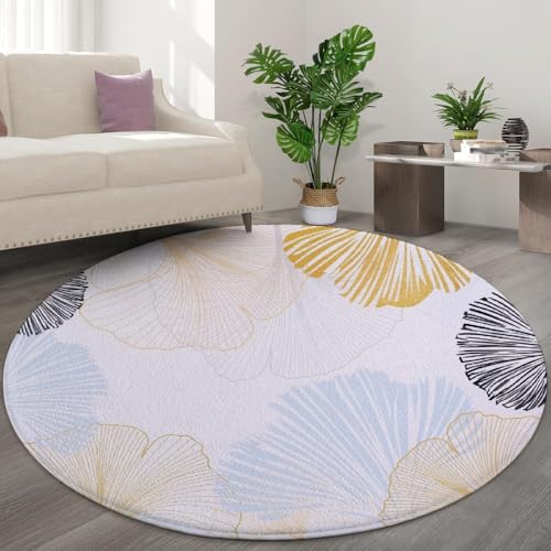 Tapis rond 3D ginkgo salon chambre canapé tapis sol antidérapant