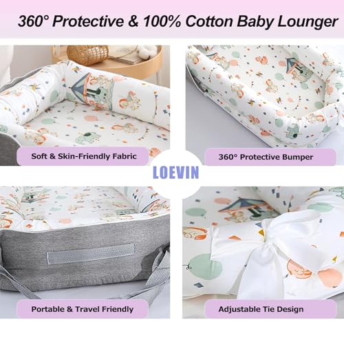 Image of Baby Lounger for Newborn Portable Bag,Baby Play Mat Tummy Time with Strap,Awake-Time Pad Newborn Lounger Adjustable to 0-24 Months Home Travel(Calm Sprig)
