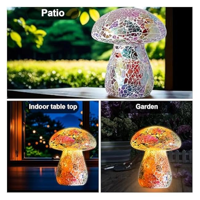 Mosaic Mushroom Garden Lights Table Lamp Night Light Red