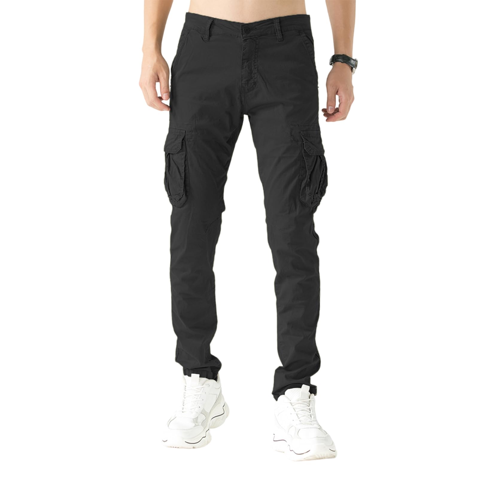 TONY BACKER Pantaloni Uomo Leggero in Cotone Multitasche Casual di Tela Stretch Materiale con Tasche Laterali 1583